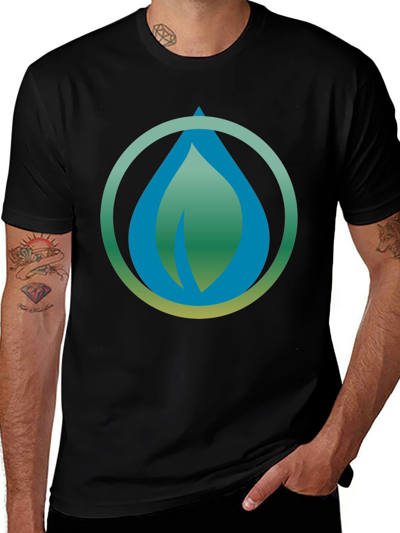 Nature Drop Graphic Black T-Shirt