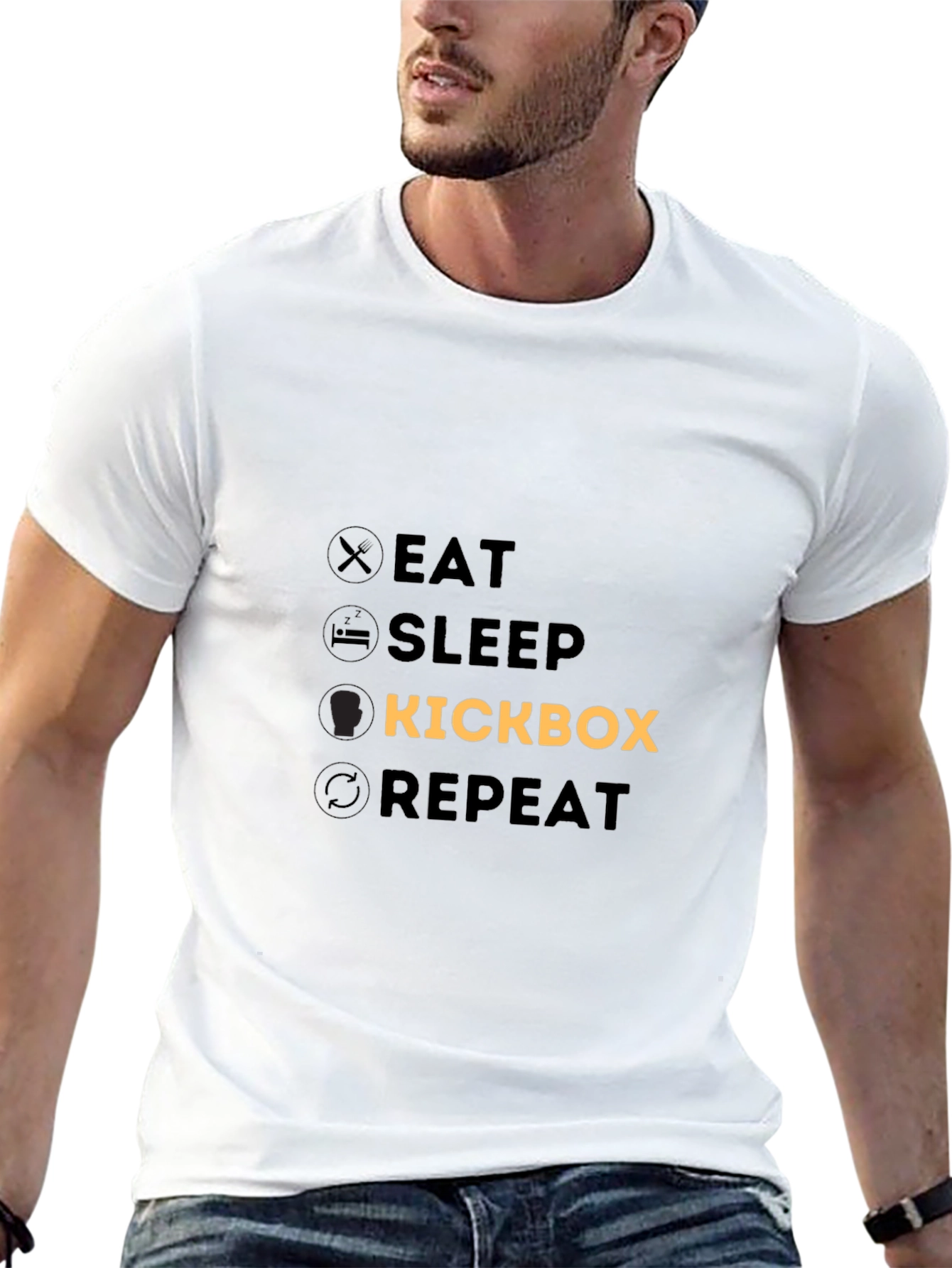 Eat Sleep Kickbox Repeat Black T-Shirt