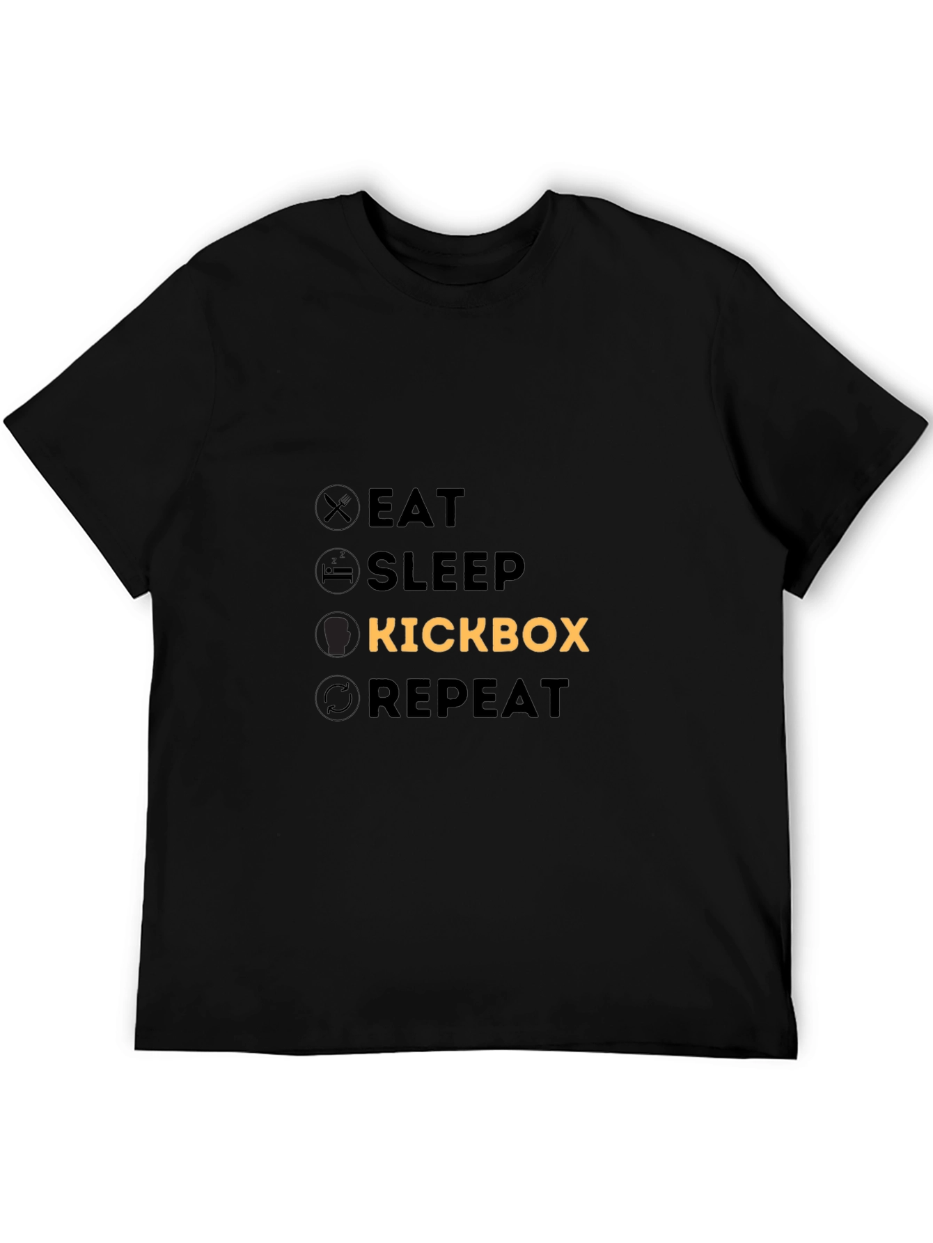 Eat Sleep Kickbox Repeat Black T-Shirt