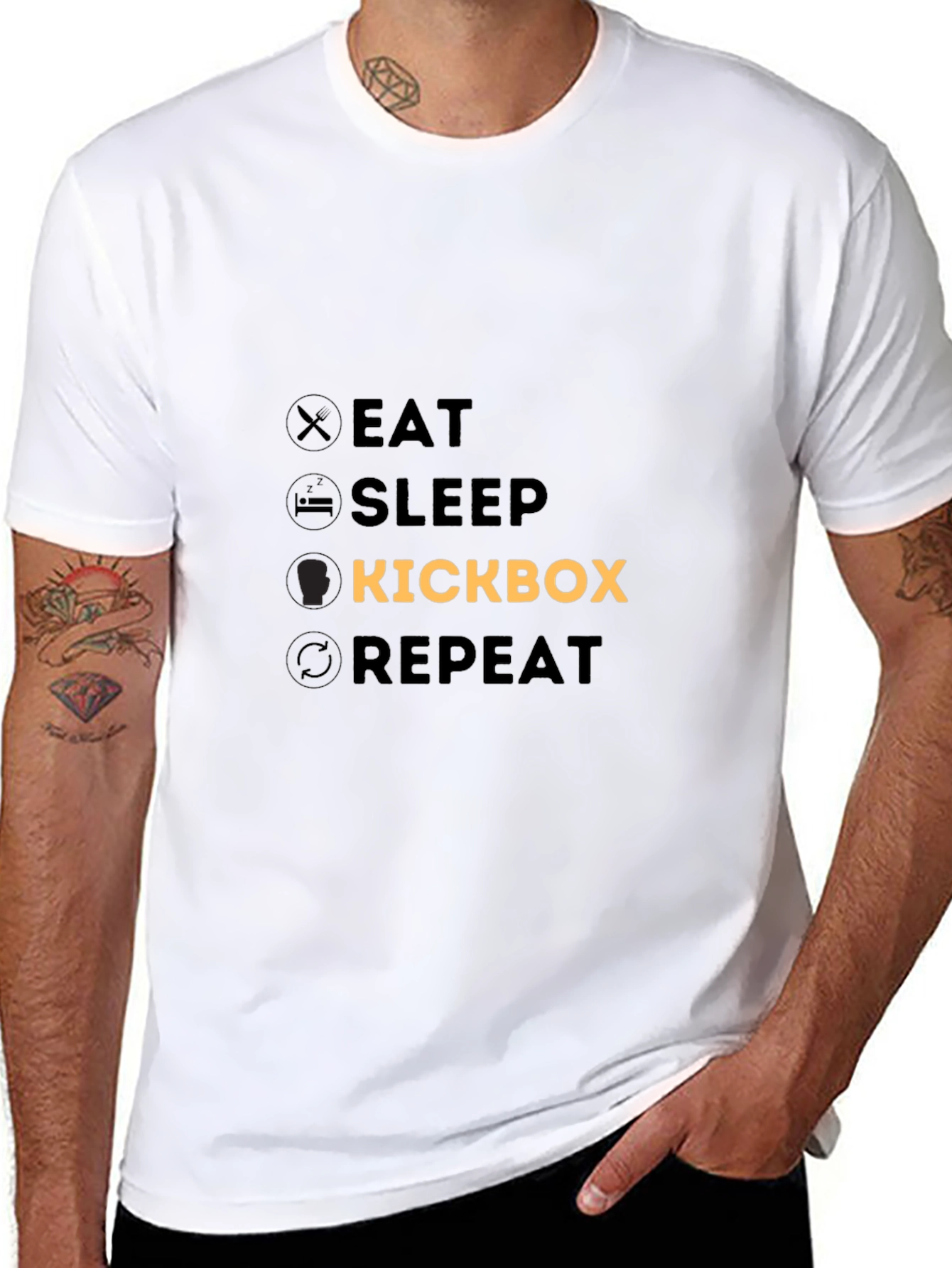 Eat Sleep Kickbox Repeat Black T-Shirt