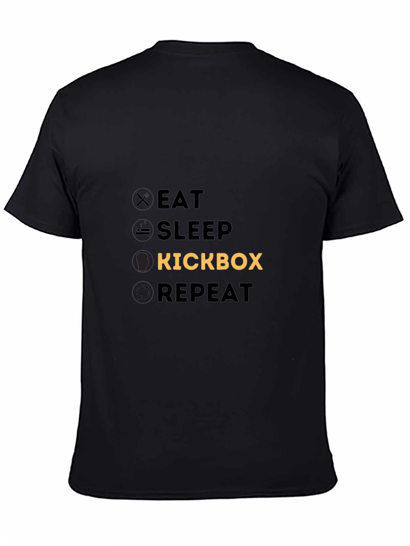 Eat Sleep Kickbox Repeat Black T-Shirt