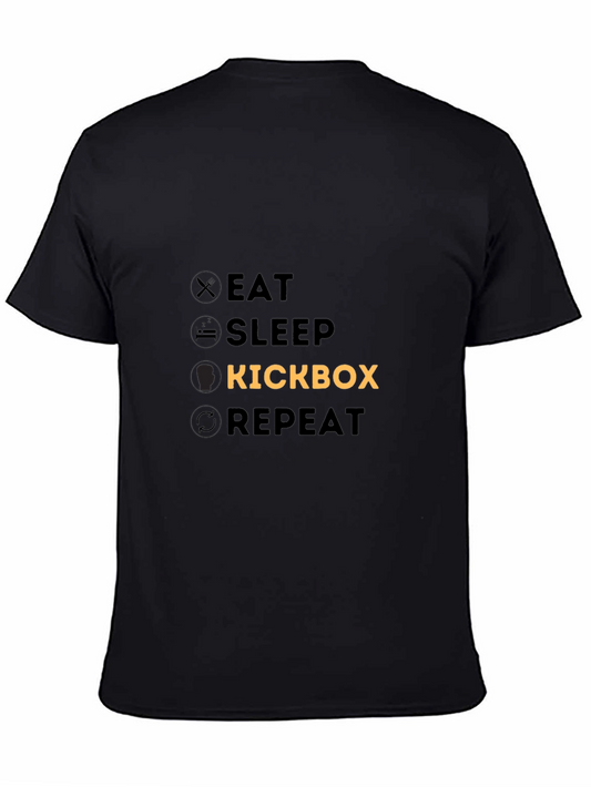 Eat Sleep Kickbox Repeat Black T-Shirt