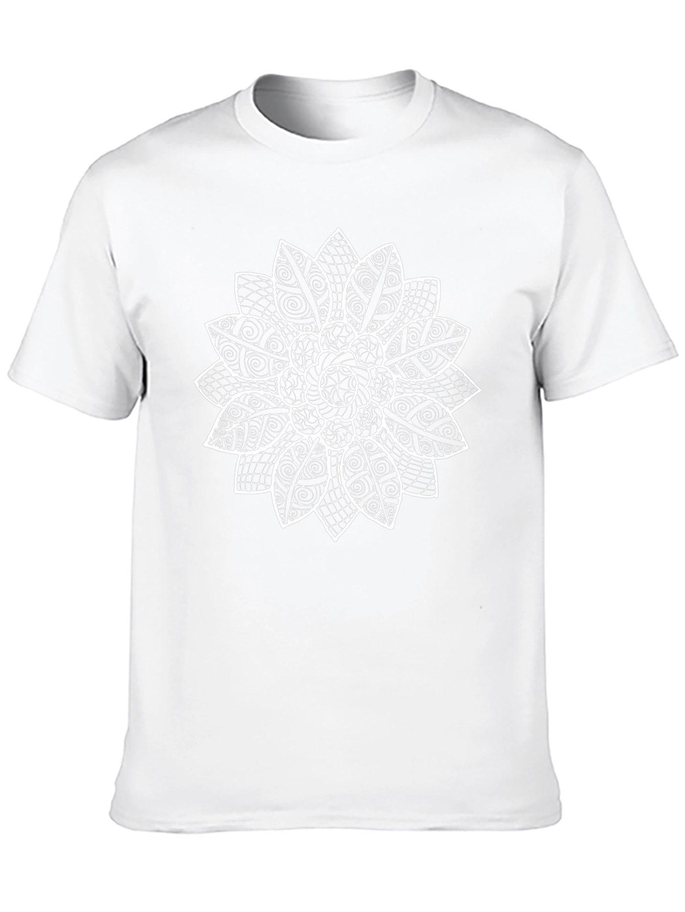 Black T-Shirt with Floral Mandala Design