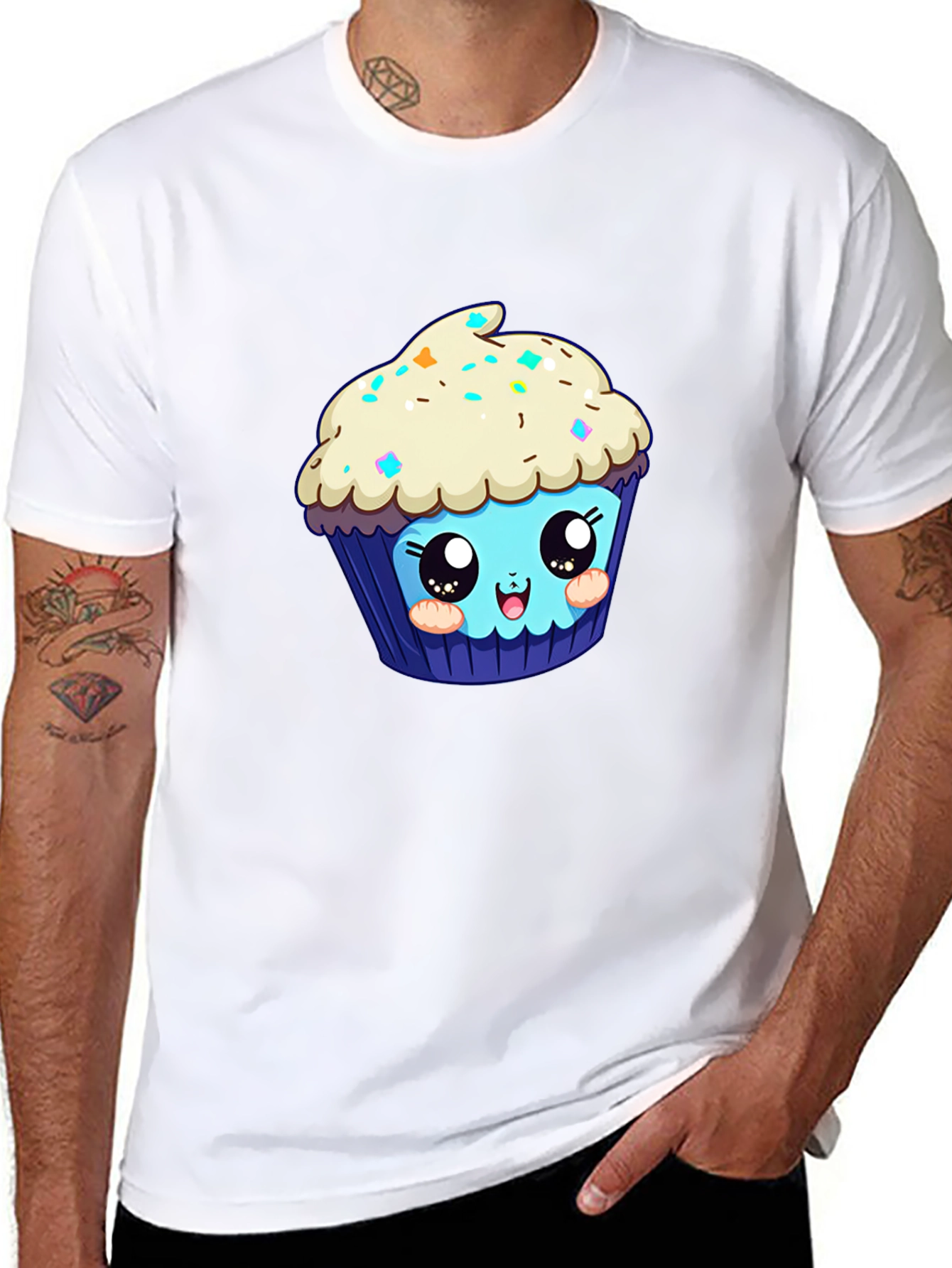 Cute Cupcake Graphic Tee - Black