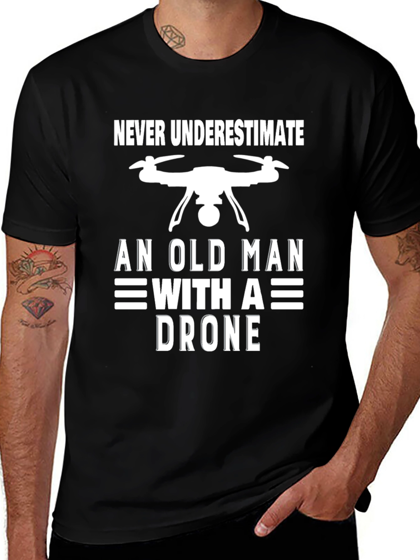 Never Underestimate an Old Man with a Drone Tee