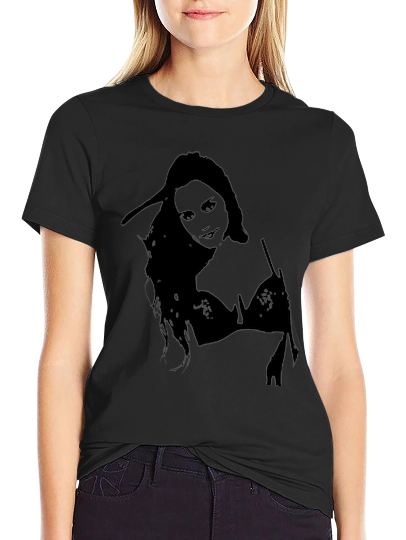 Silhouette Woman Graphic Black T-Shirt