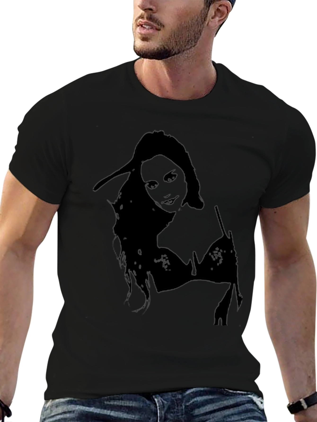 Silhouette Woman Graphic Black T-Shirt