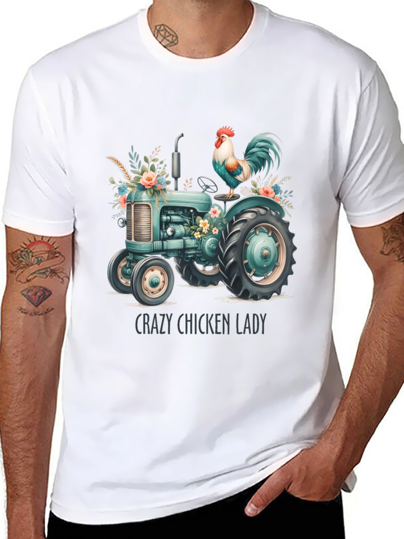 Crazy Chicken Lady Tractor Tee
