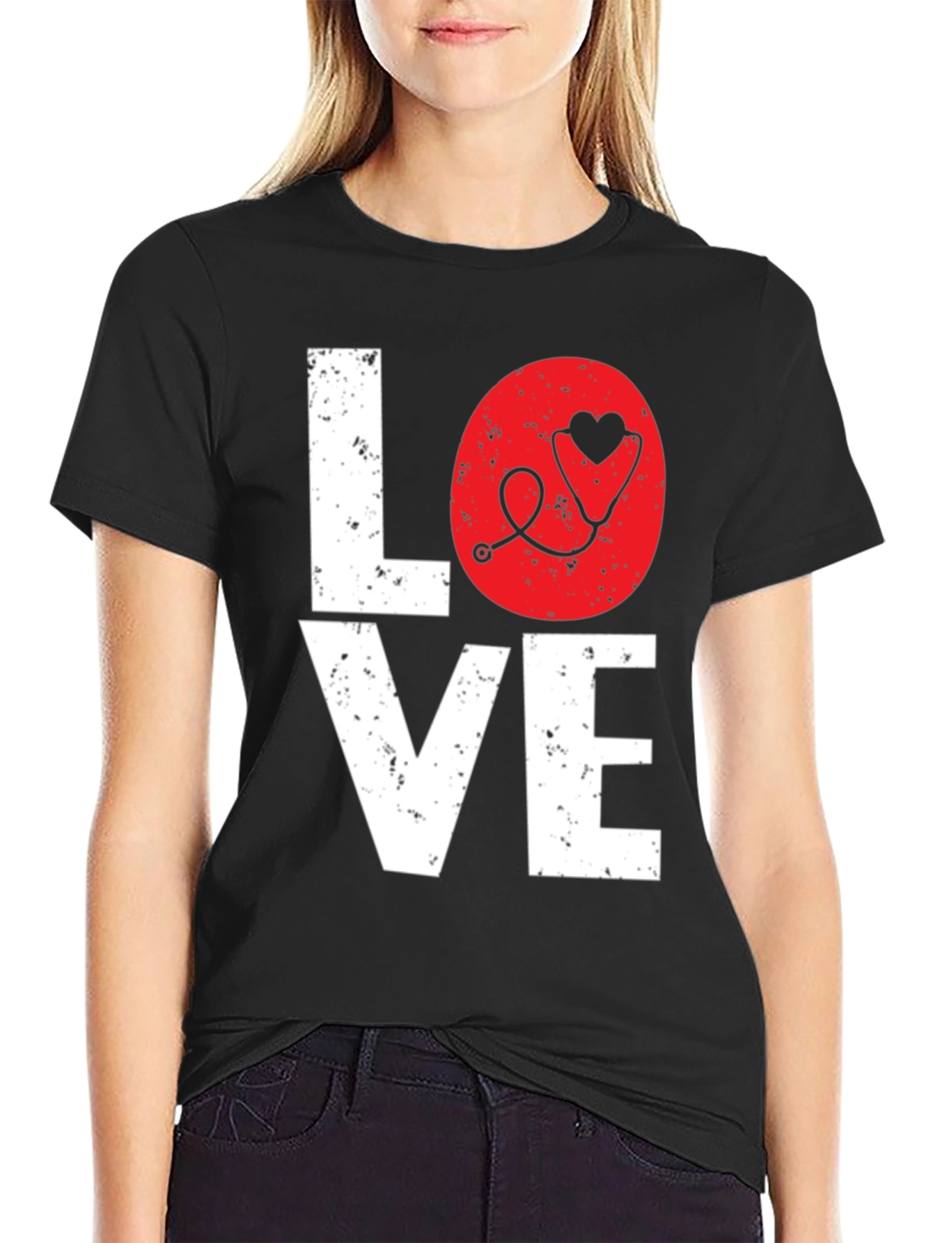 LOVE Stethoscope Heartbeat Graphic T-Shirt
