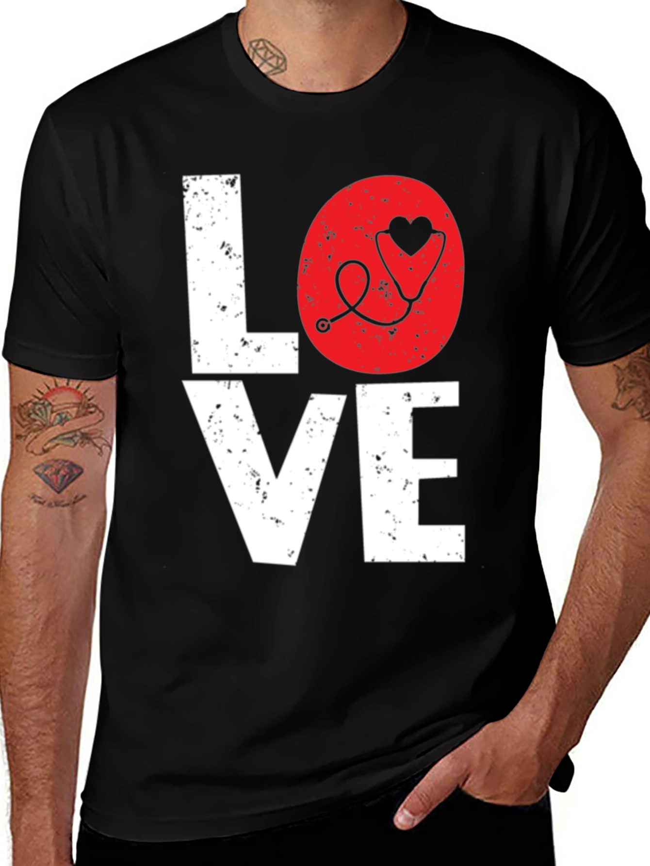 LOVE Stethoscope Heartbeat Graphic T-Shirt