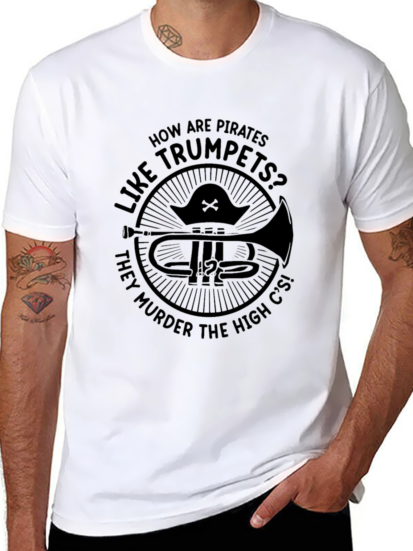 Pirate Trumpet Pun T-Shirt - High C Murder!