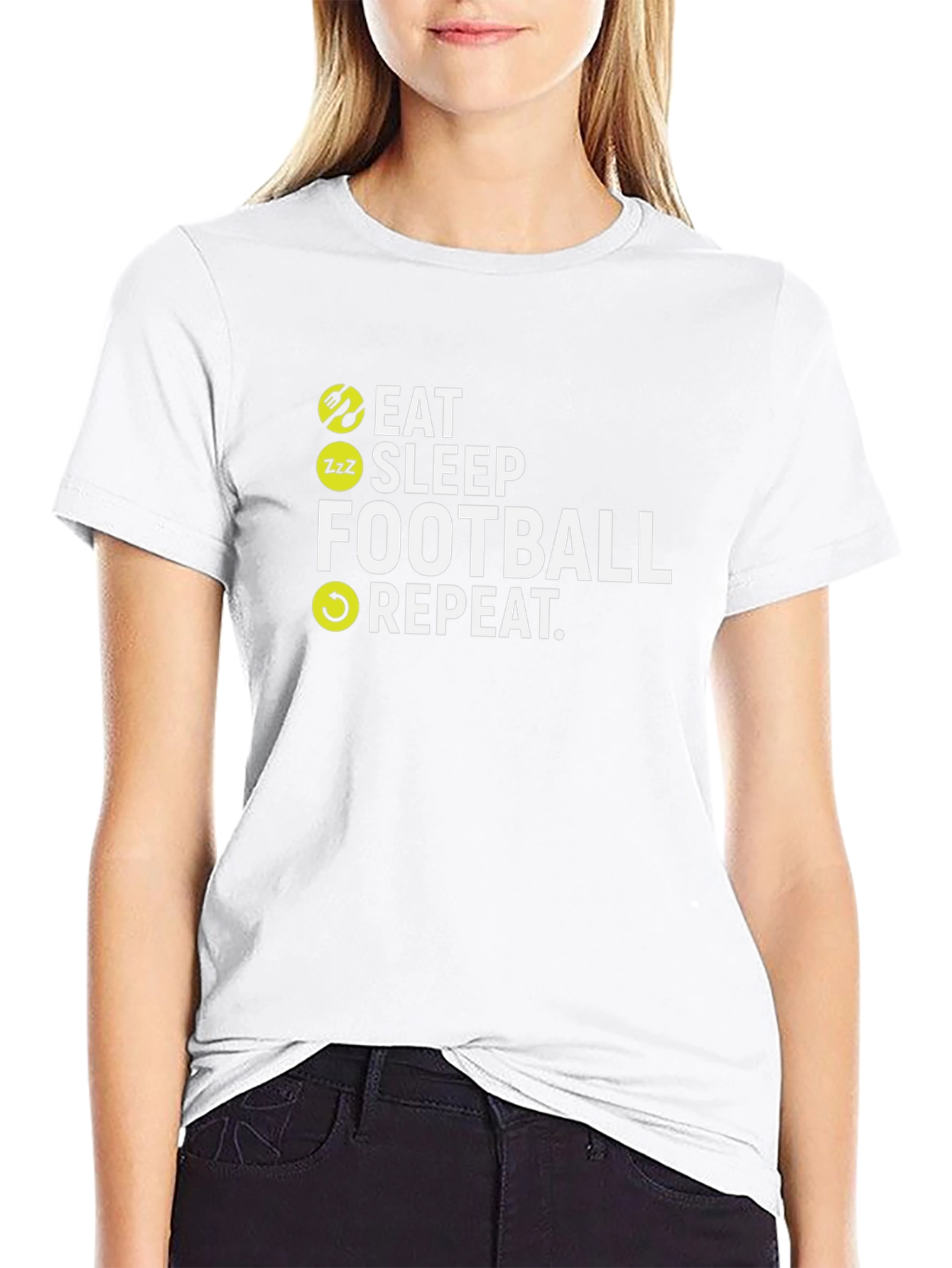 Eat Sleep Football Repeat Black T-Shirt