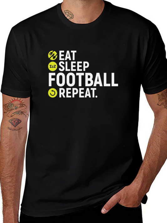 Eat Sleep Football Repeat Black T-Shirt