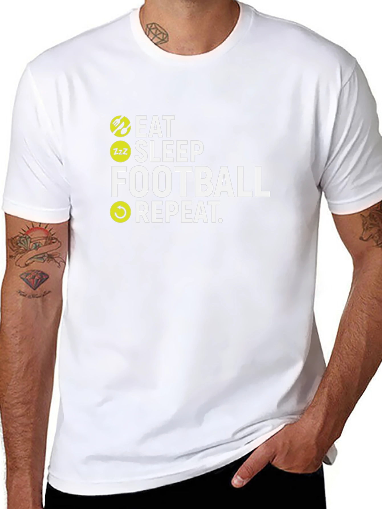Eat Sleep Football Repeat Black T-Shirt