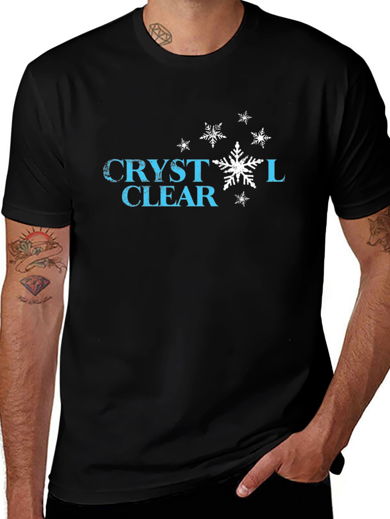 Crystal Clear Snowflake Graphic T-Shirt - Black
