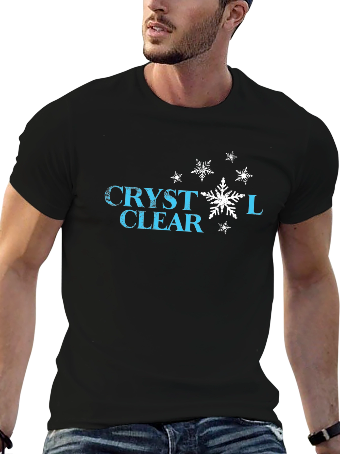 Crystal Clear Snowflake Graphic T-Shirt - Black