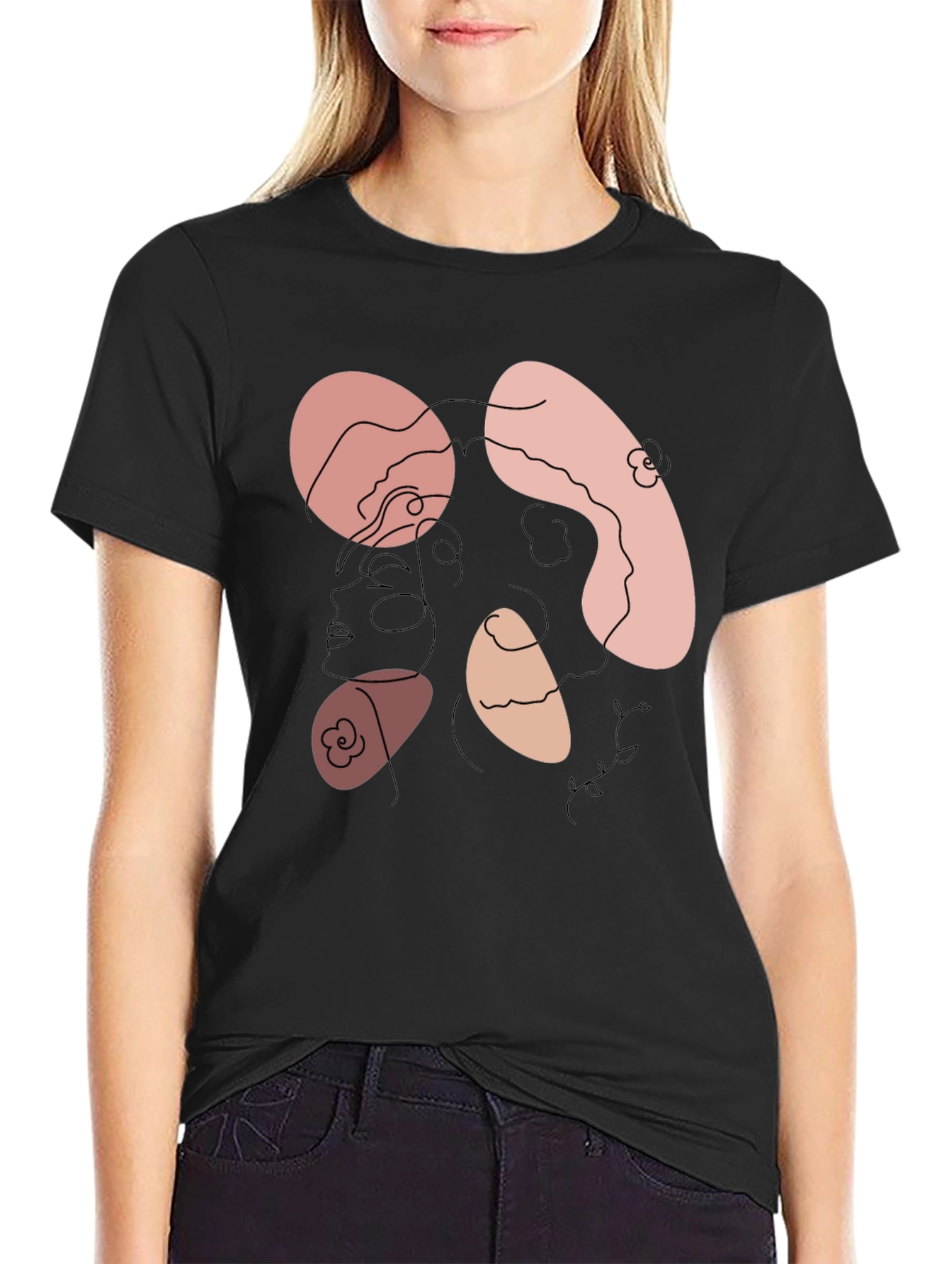 Abstract Face Graphic Tee - Modern Art Shirt