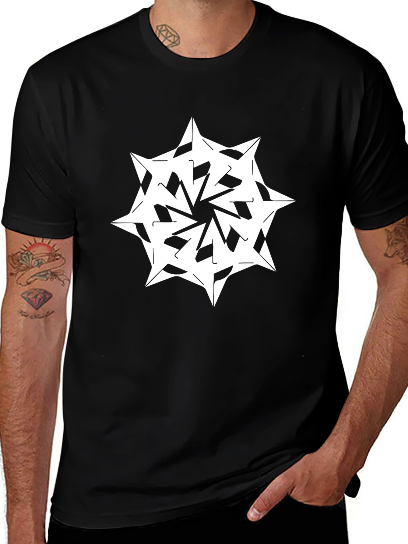 Abstract Star Graphic Black Tee