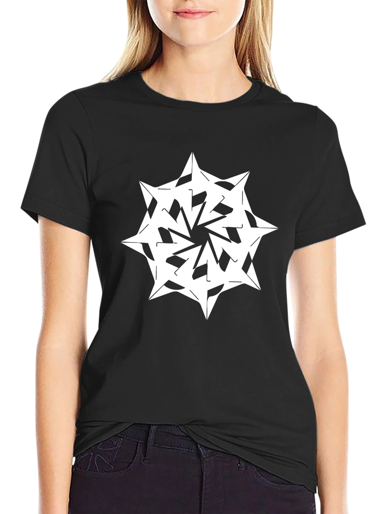 Abstract Star Graphic Black Tee