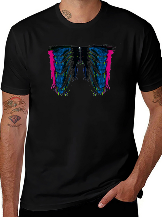 Edgy Rib Cage Graphic Tee - Modern Art Style