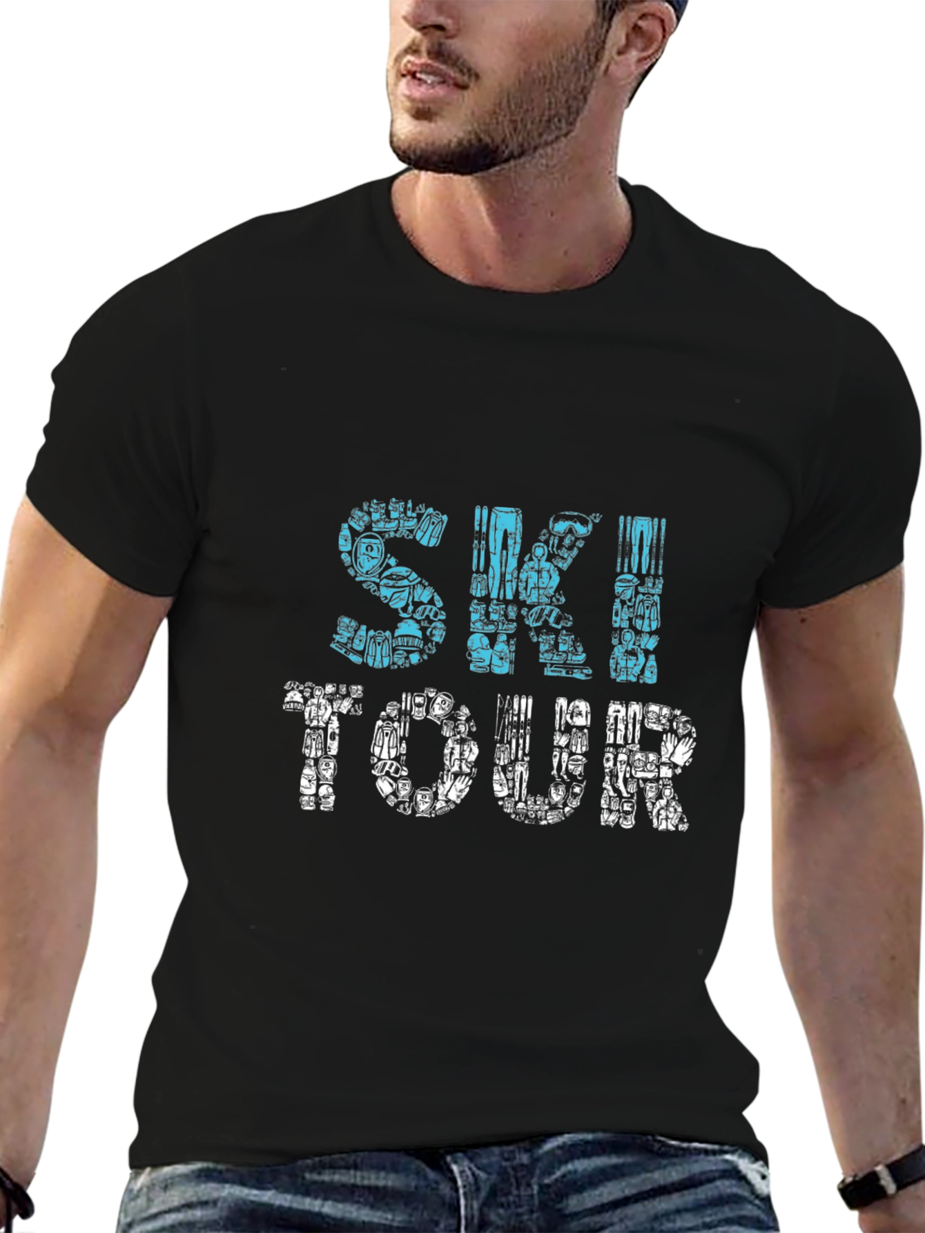 Ski Tour Graphic T-Shirt - Black