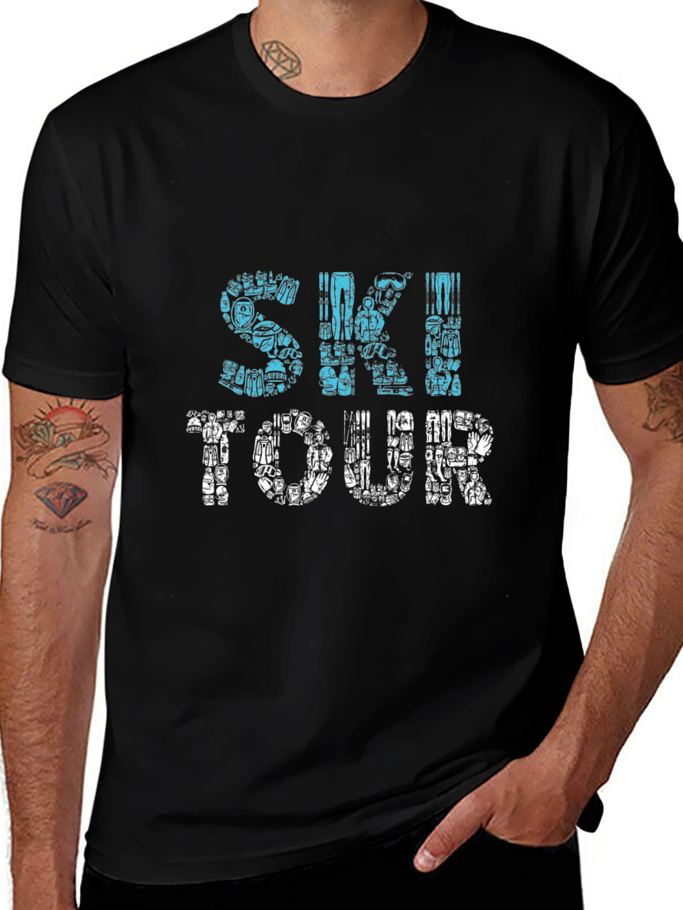 Ski Tour Graphic T-Shirt - Black