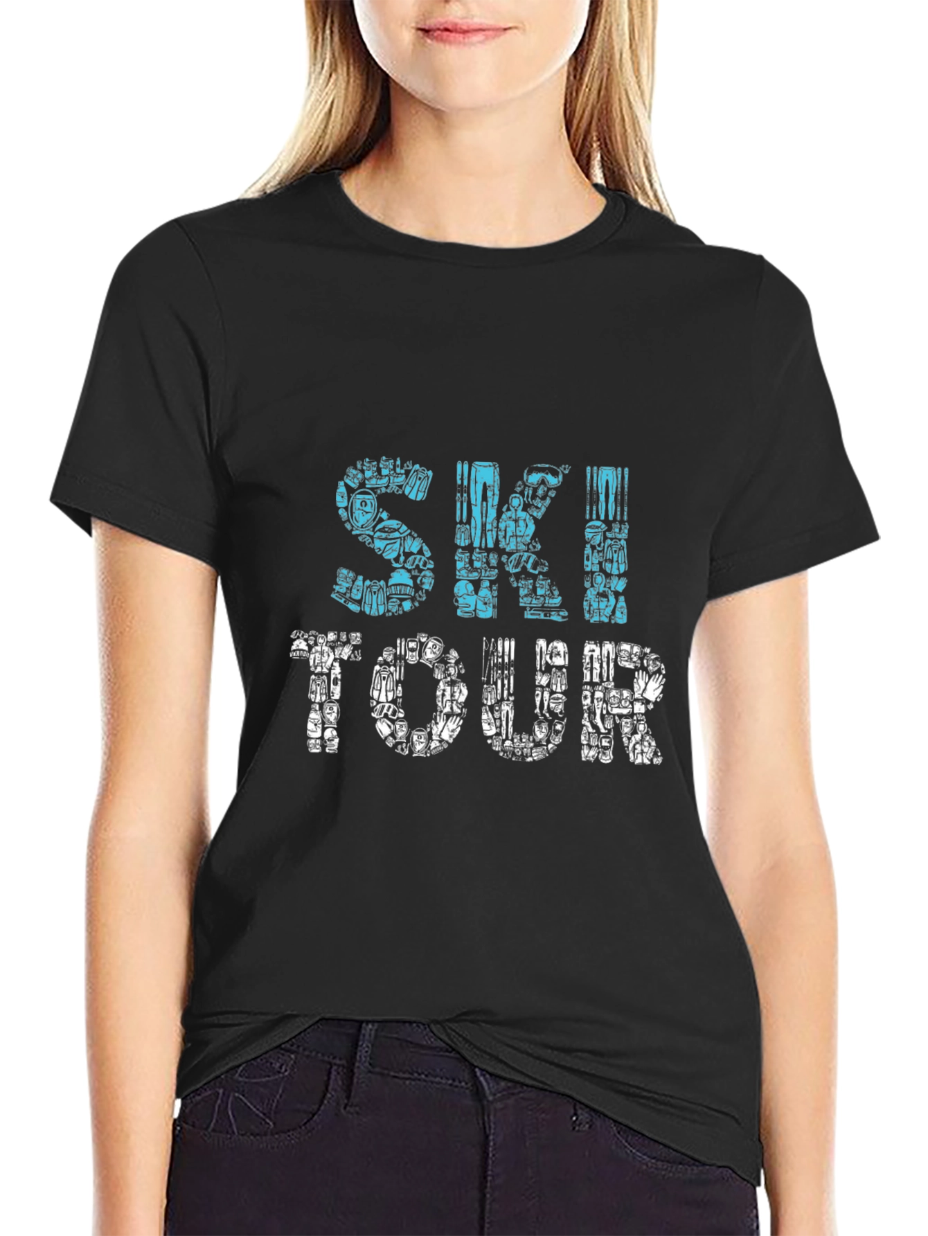 Ski Tour Graphic T-Shirt - Black