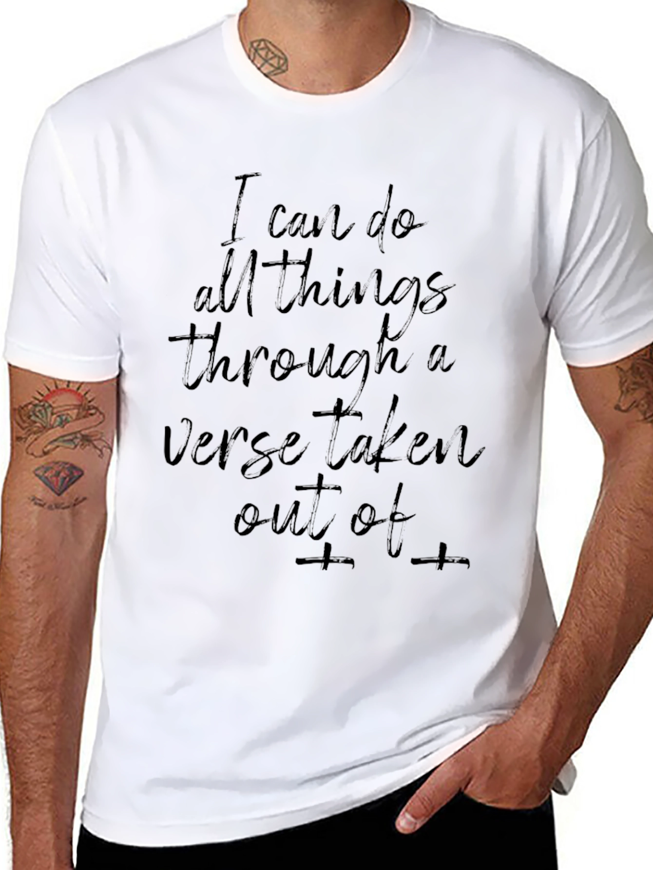 Inspirational Verse Graphic Print Black T-Shirt