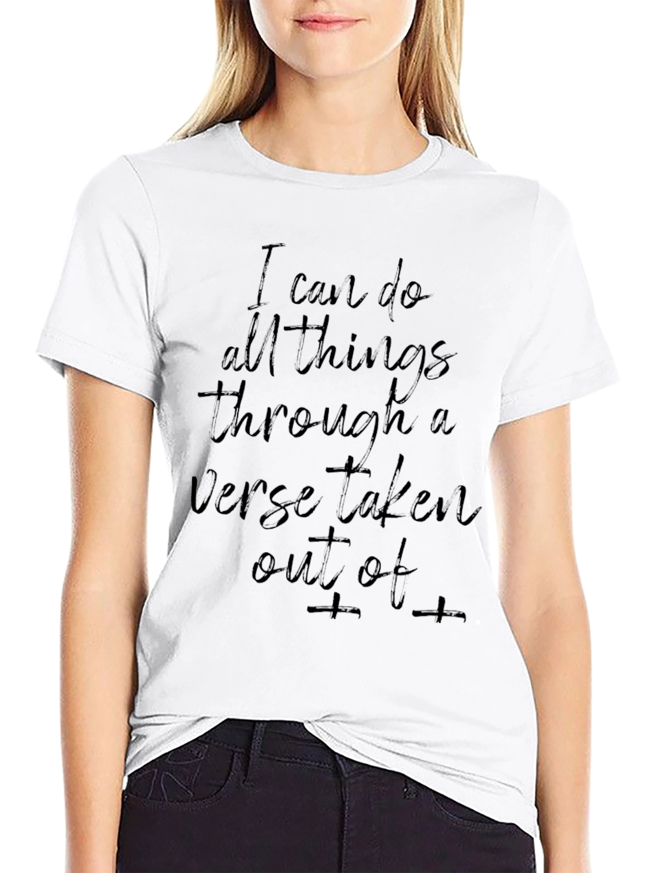 Inspirational Verse Graphic Print Black T-Shirt