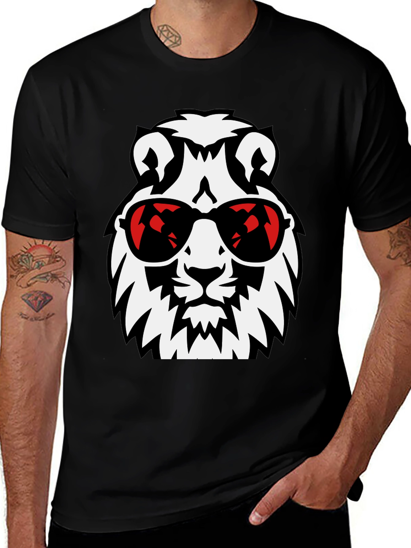 Cool Lion Graphic Tee - Stylish Black T-Shirt