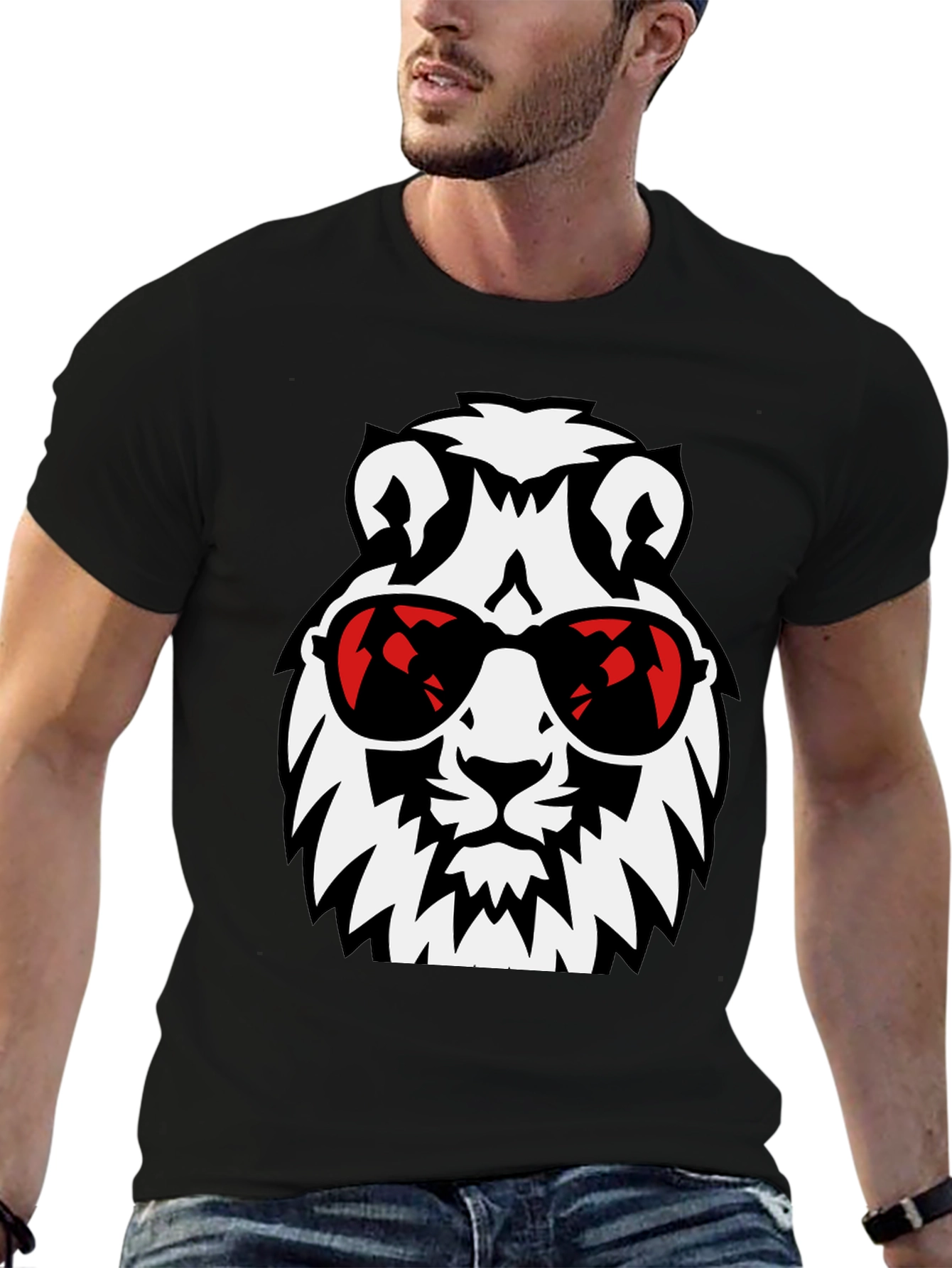 Cool Lion Graphic Tee - Stylish Black T-Shirt