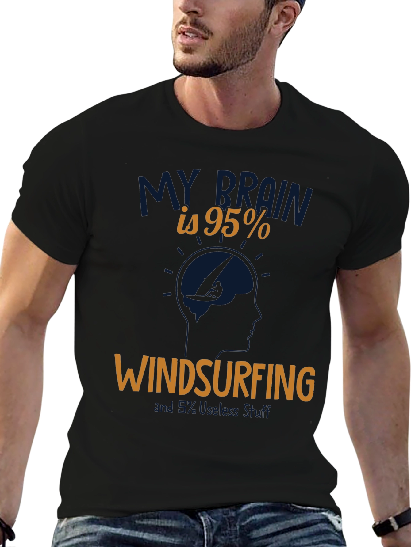 Windsurfing Brain T-Shirt - Novelty Graphic Tee