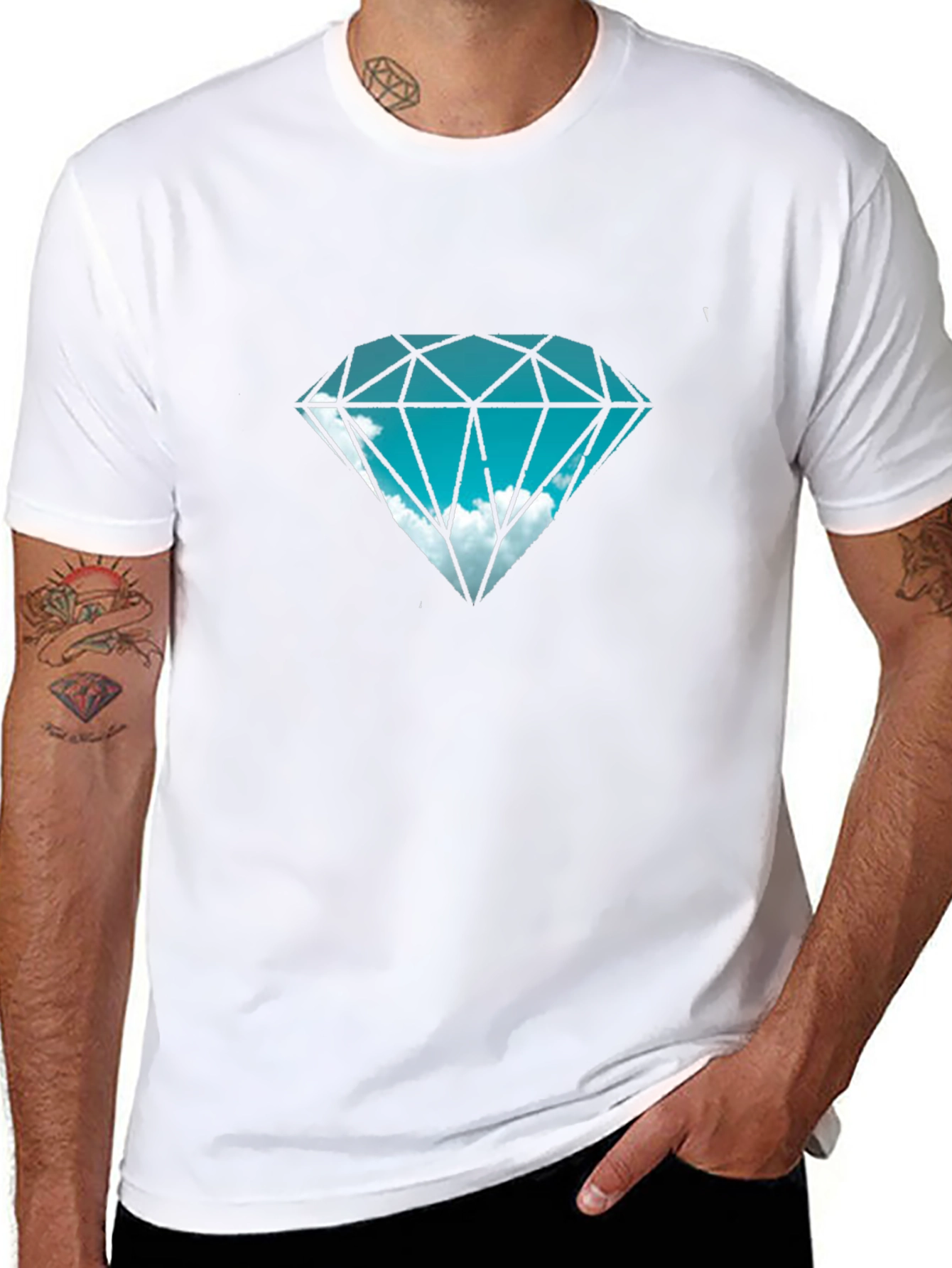Diamond Sky Graphic Tee - Black Cotton Blend T-Shirt
