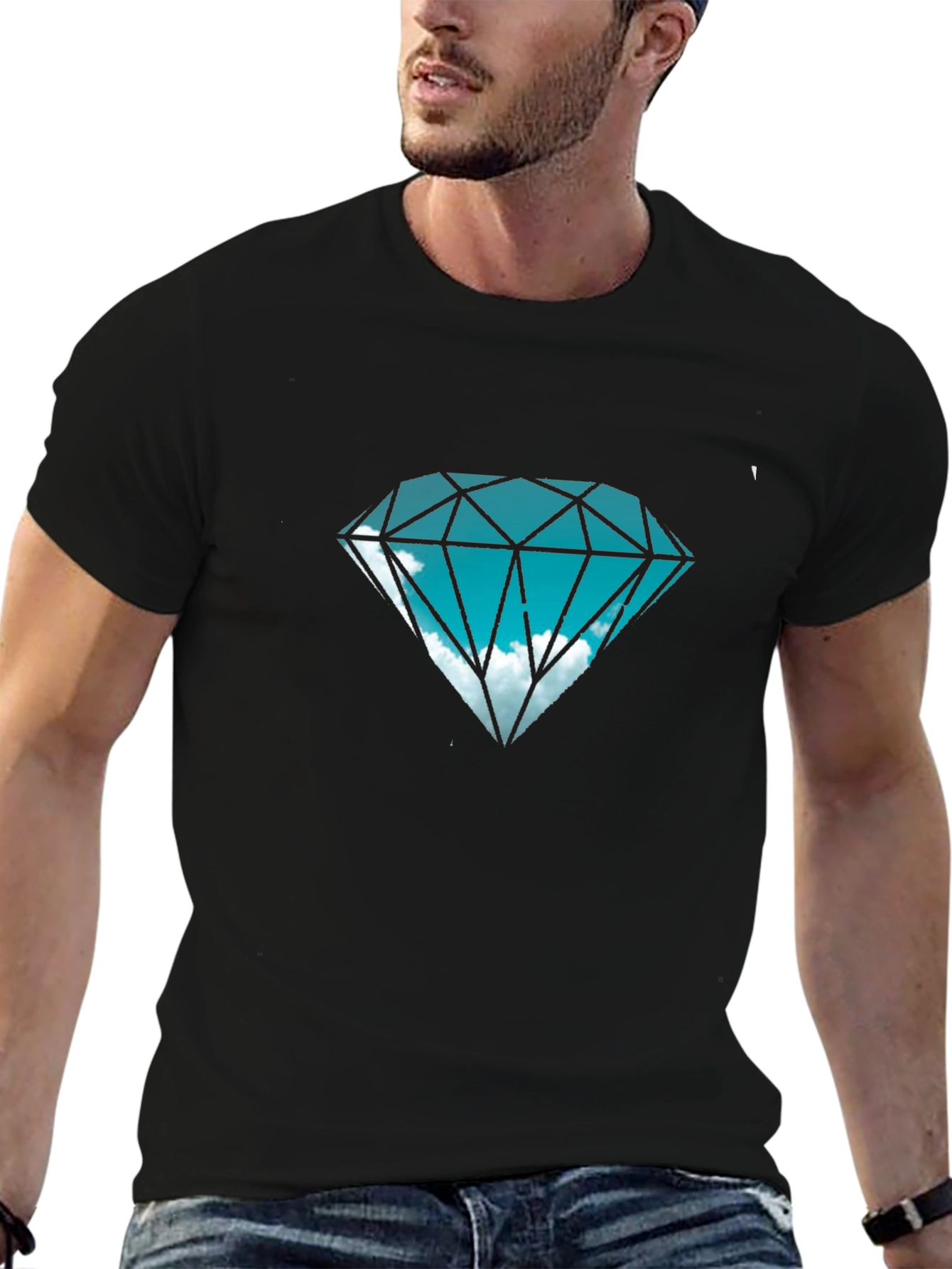 Diamond Sky Graphic Tee - Black Cotton Blend T-Shirt