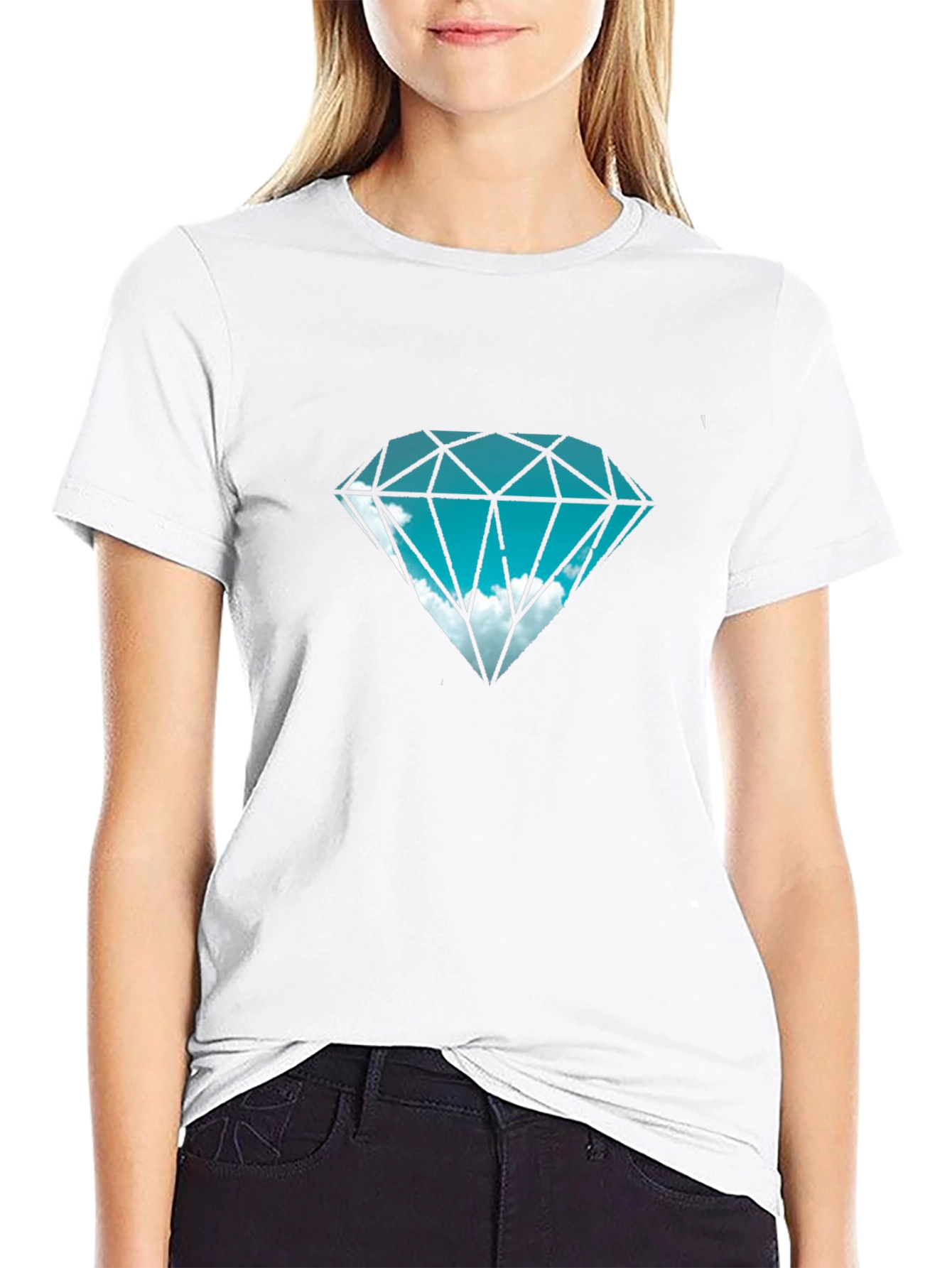 Diamond Sky Graphic Tee - Black Cotton Blend T-Shirt