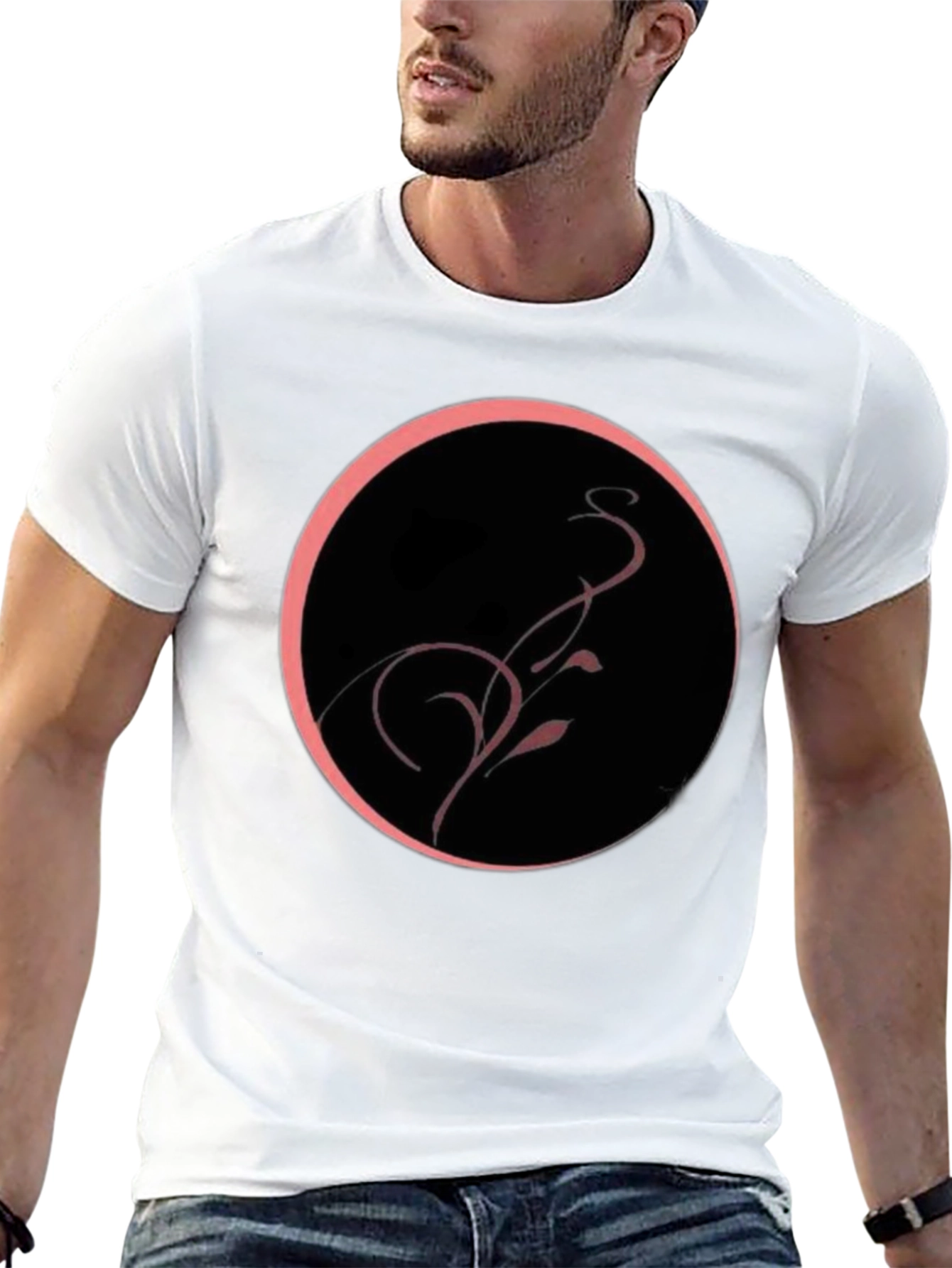 Black Tee with Abstract Circle Design