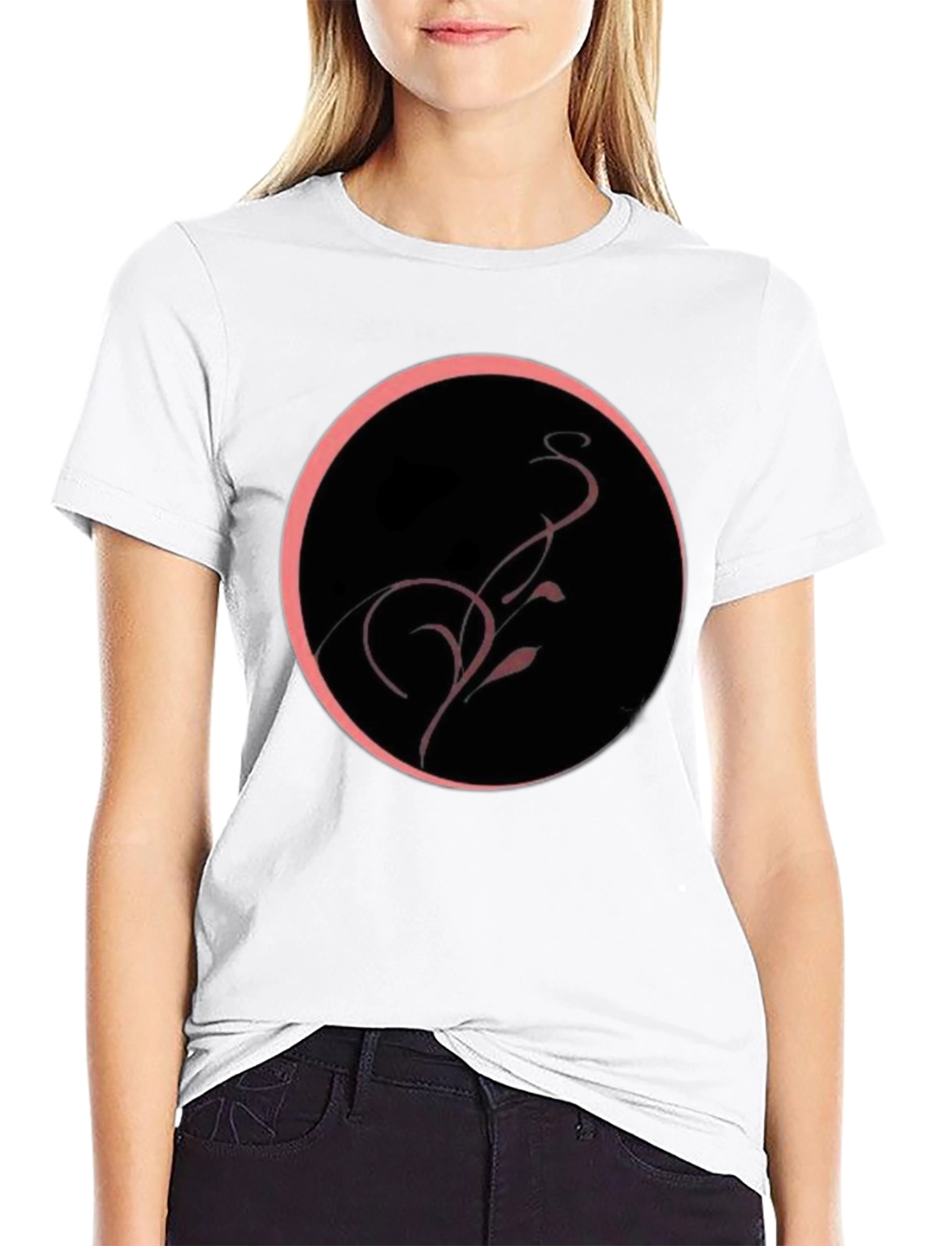 Black Tee with Abstract Circle Design