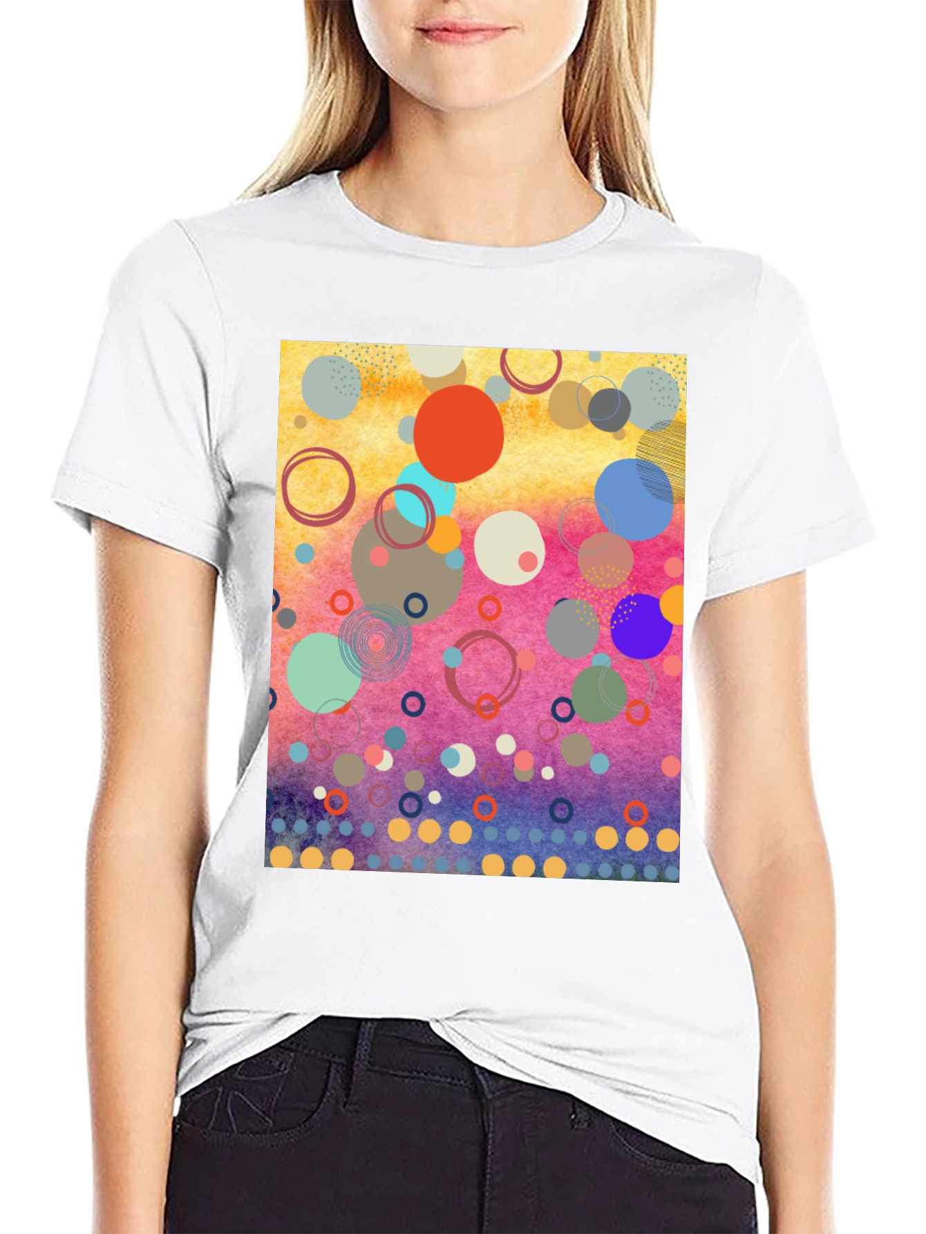 Abstract Circles Graphic Tee - Modern Art Shirt