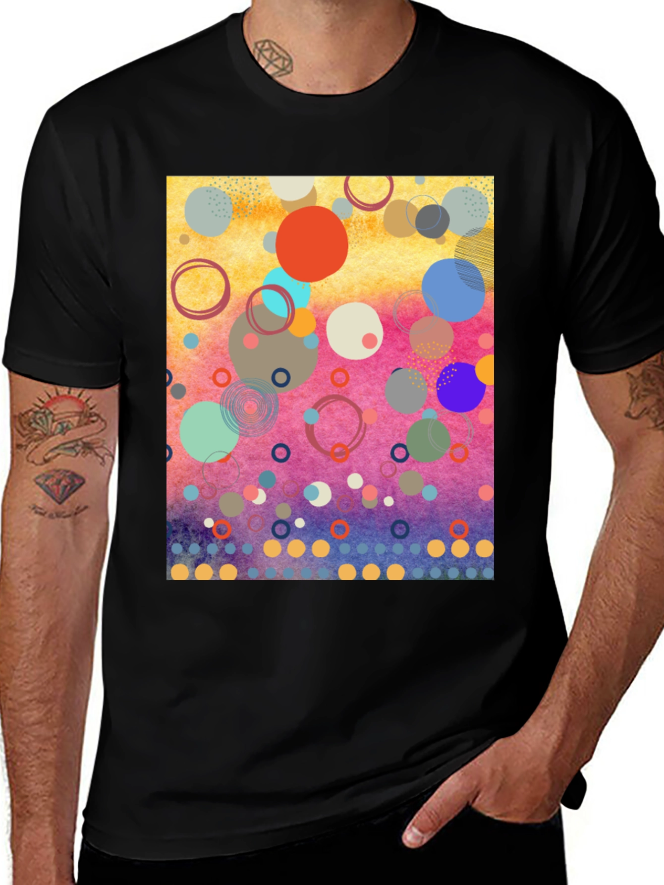 Abstract Circles Graphic Tee - Modern Art Shirt