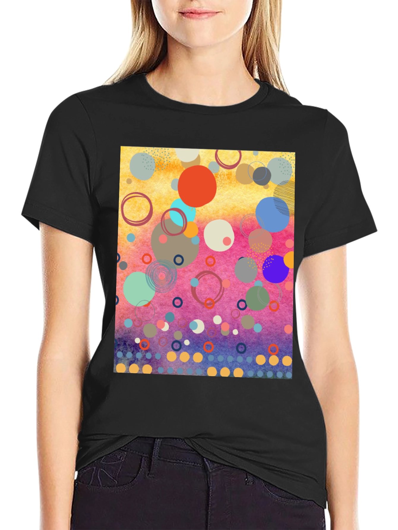 Abstract Circles Graphic Tee - Modern Art Shirt