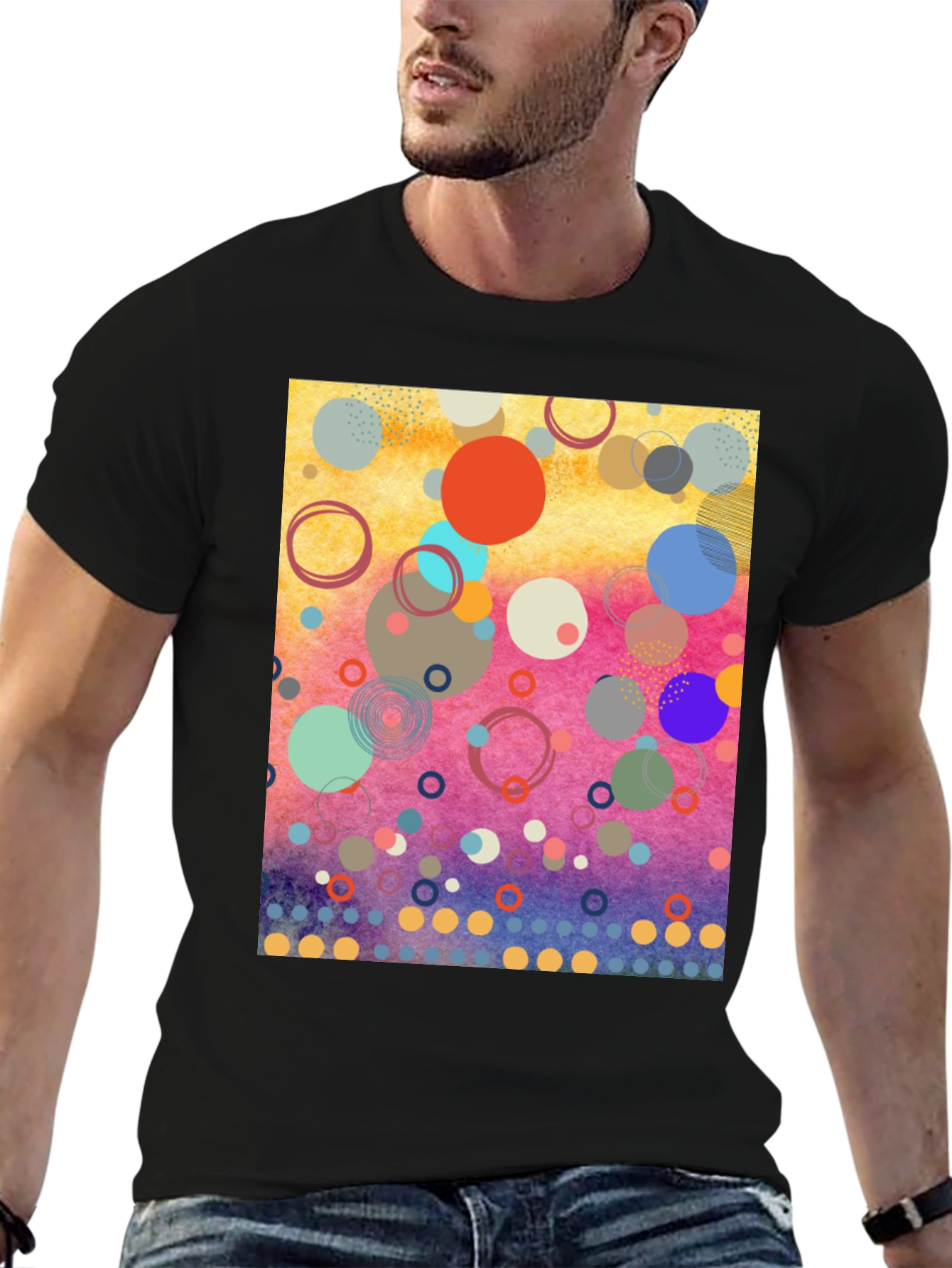 Abstract Circles Graphic Tee - Modern Art Shirt