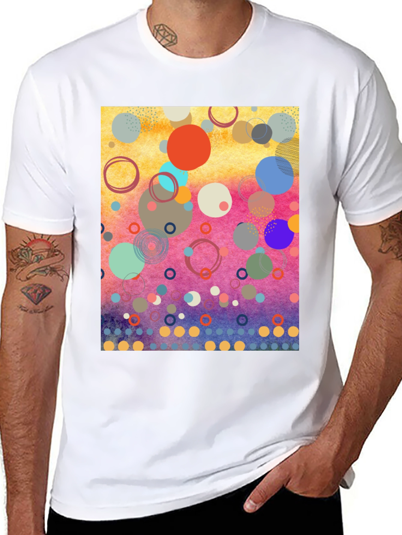 Abstract Circles Graphic Tee - Modern Art Shirt