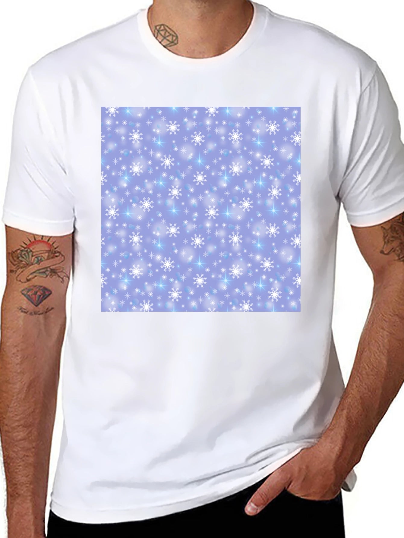 Snowflake Pattern T-Shirt - Winter Holiday Apparel