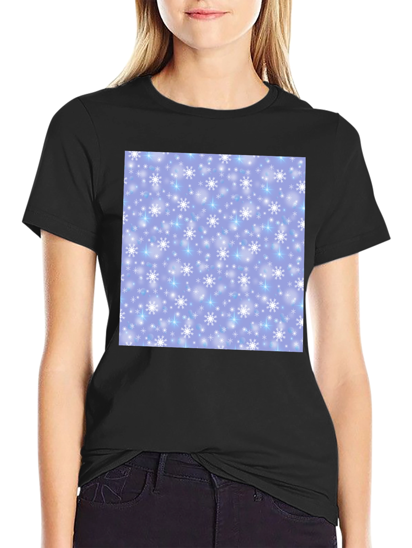 Snowflake Pattern T-Shirt - Winter Holiday Apparel