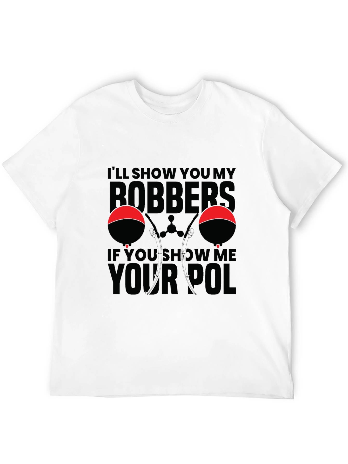 Bobbers and Pole Black Graphic T-Shirt