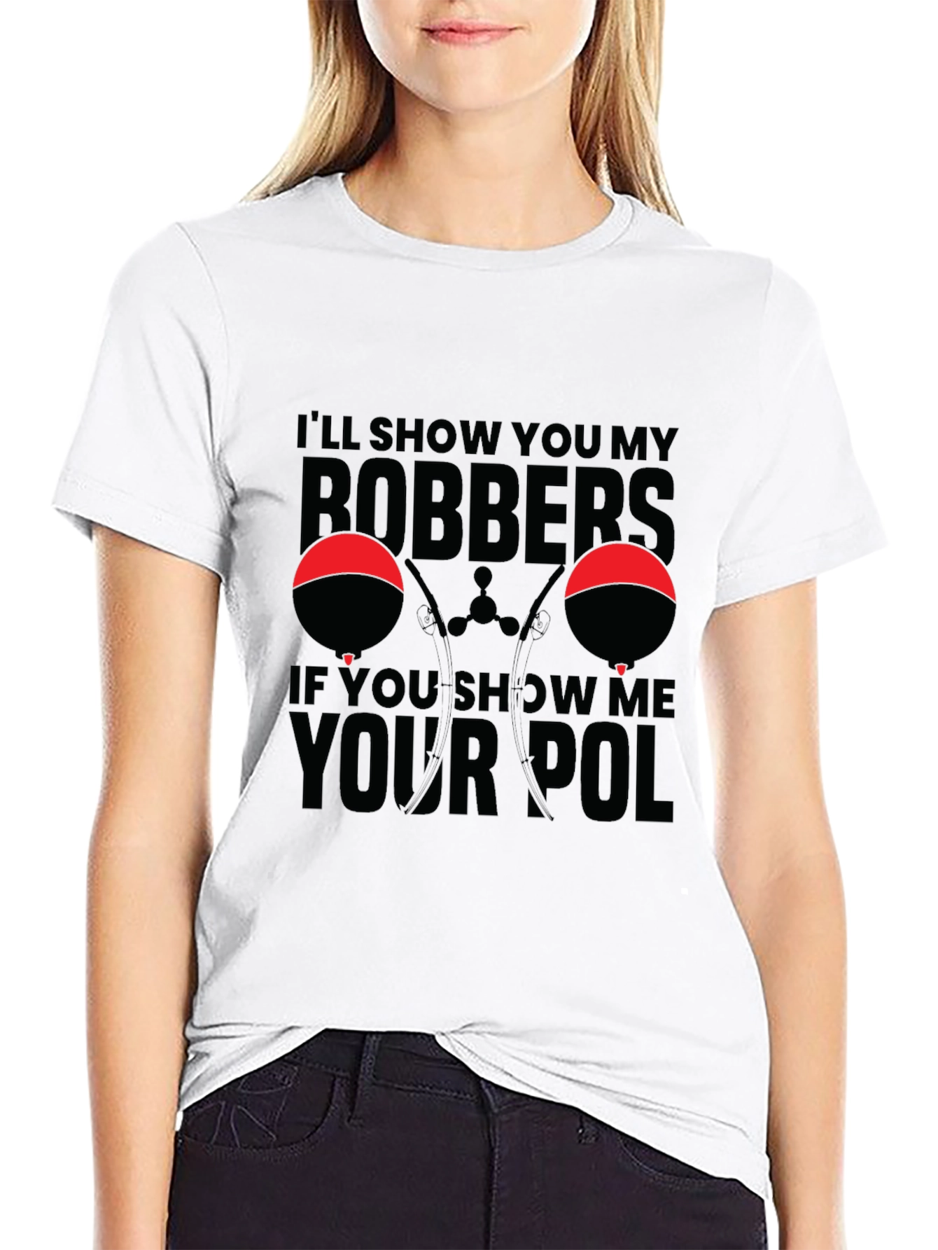Bobbers and Pole Black Graphic T-Shirt