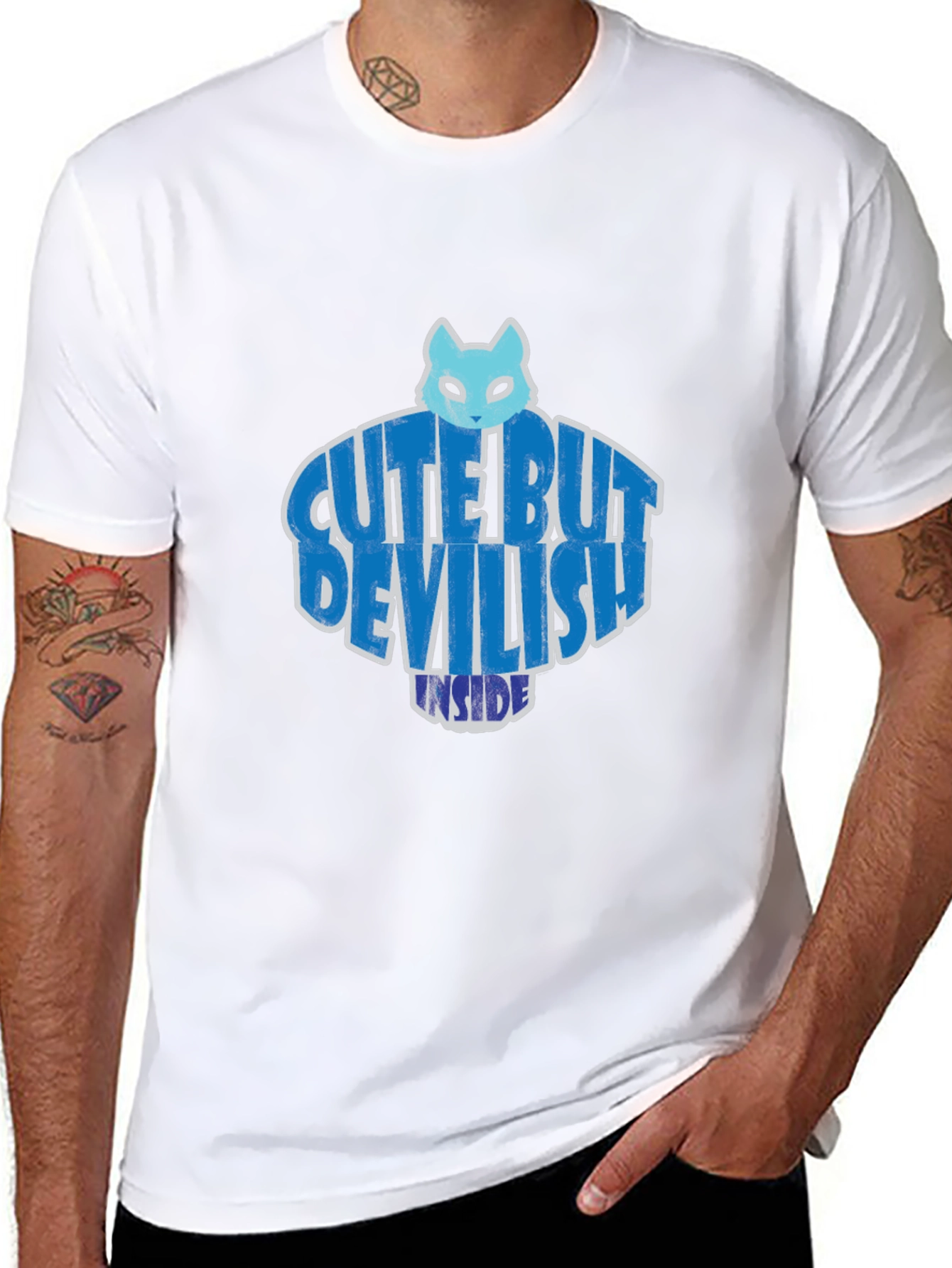 Cute But Devilish Inside Graphic Tee - Black