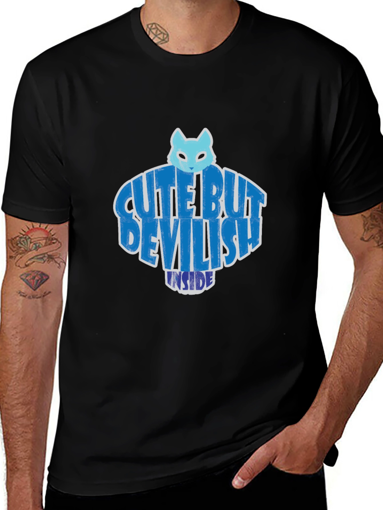 Cute But Devilish Inside Graphic Tee - Black