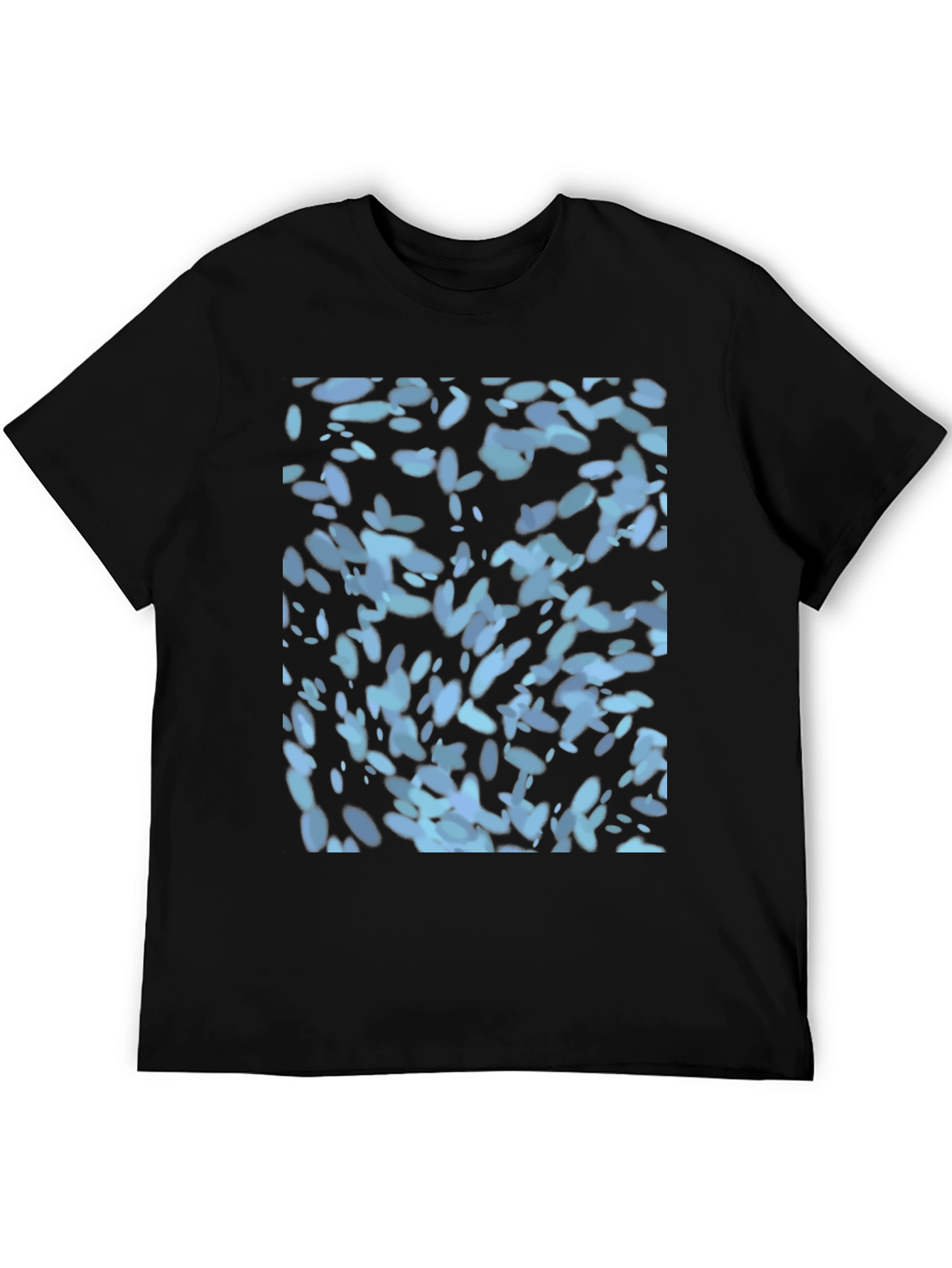 Abstract Blue Pattern Black T-Shirt