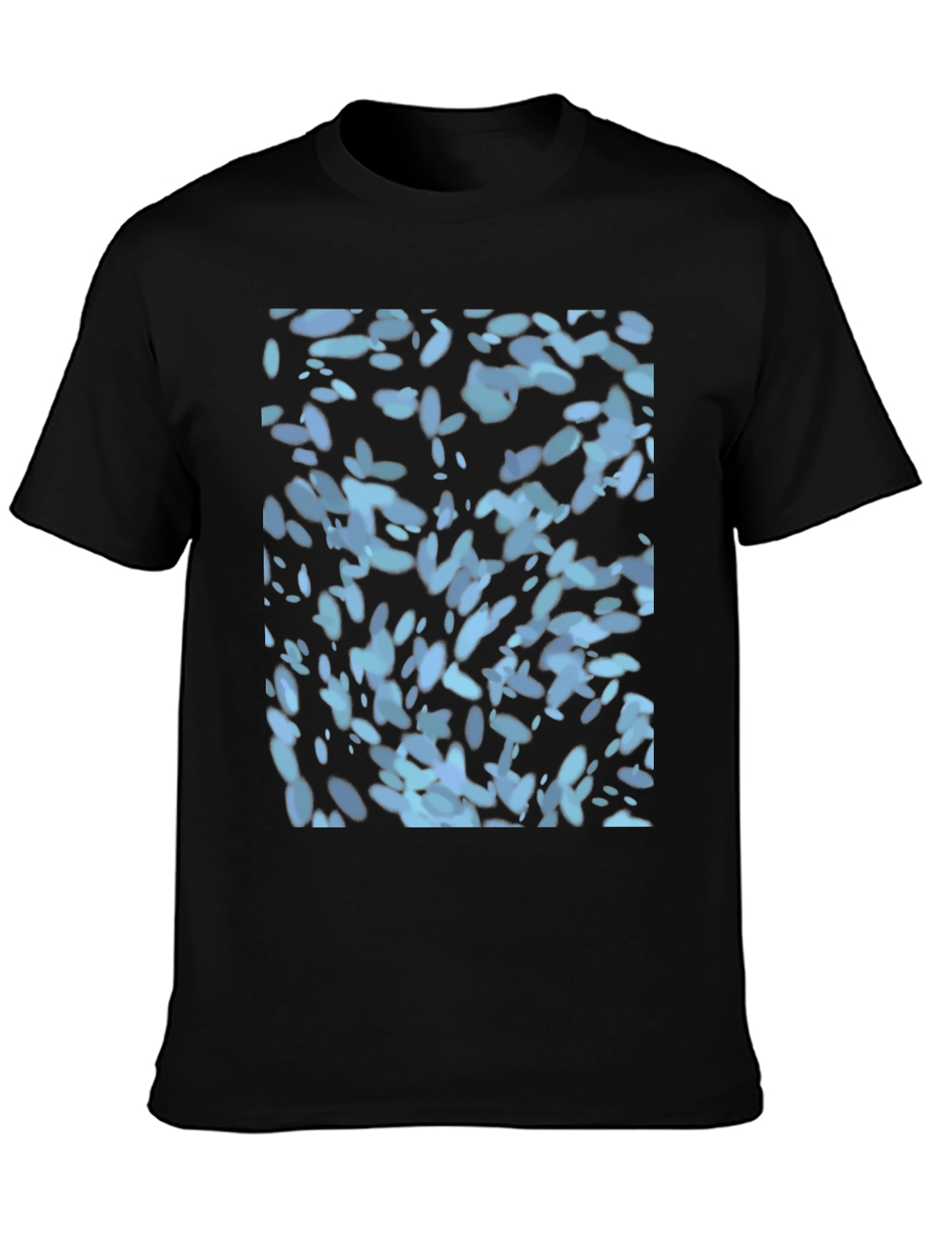 Abstract Blue Pattern Black T-Shirt